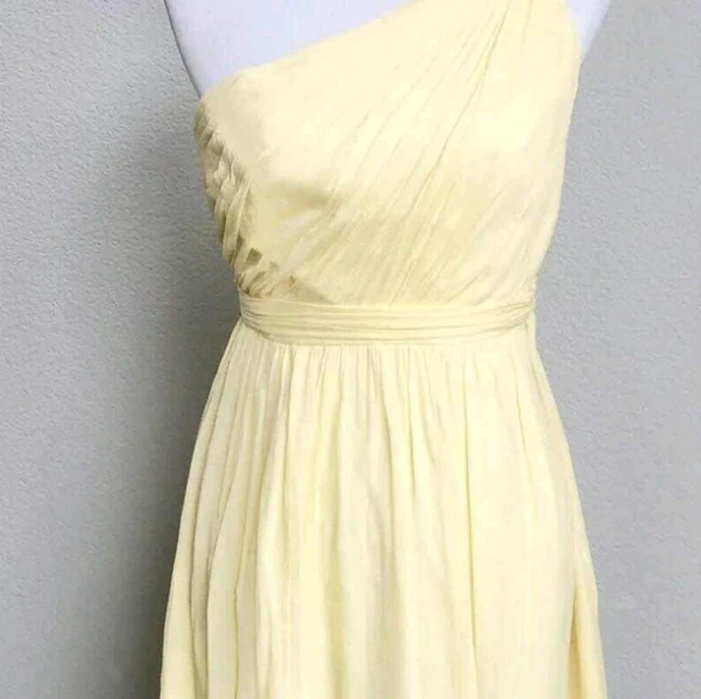 J Crew Silk Chiffon Kylie One Shoulder Silk Dress Size 6 Light Yellow Women's